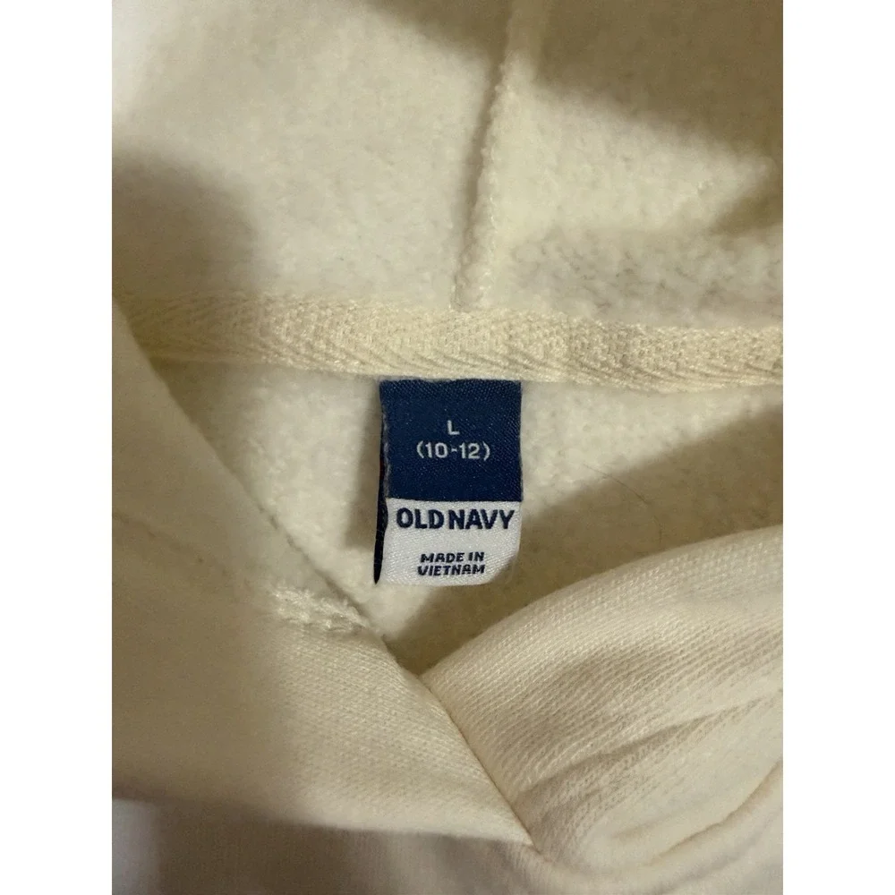 Old Navy Girls Dream Boldly Hoodie Large 10-12 Cream Red Hearts NWOT